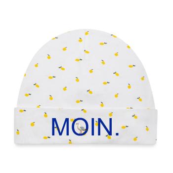 MOIN. mit Möve - Baby Premium Organic Mütze - Weiß/Zitronengelb - Vorne