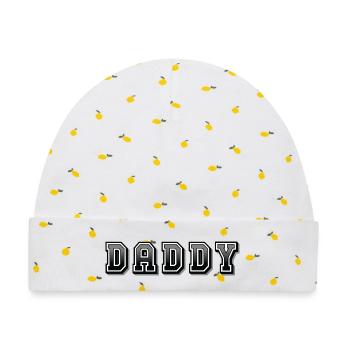 Daddy - Baby Premium Organic Mütze - Weiß/Zitronengelb - Vorne