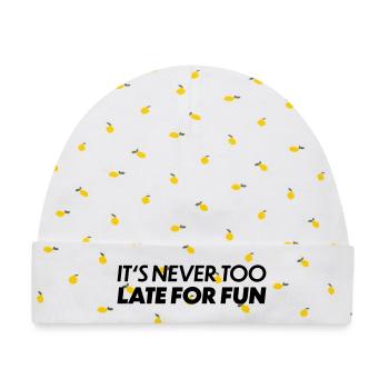 Its never too late for fun - Baby Premium Organic Mütze - Weiß/Zitronengelb - Vorne
