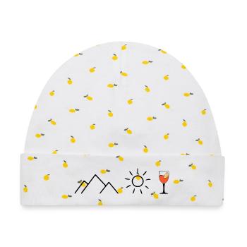 Berge Sonne Spritz Bergsteiger Wanderer - Baby Premium Organic Mütze - Weiß/Zitronengelb - Vorne