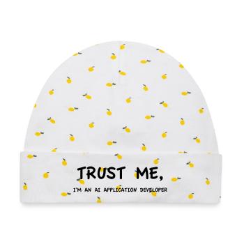 Trust me I'm an AI Application Developer Einfarbig - Baby Premium Organic Mütze - Weiß/Zitronengelb - Vorne