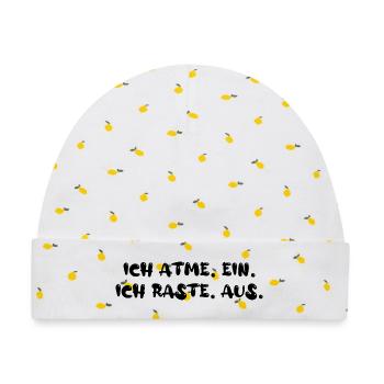Ich atme ein. Ich raste aus. - Baby Premium Organic Mütze - Weiß/Zitronengelb - Vorne