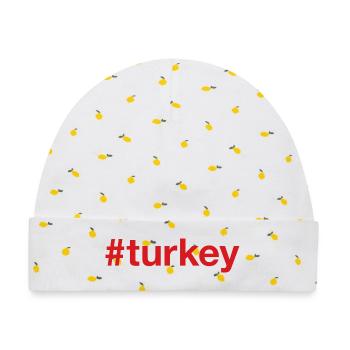 TURKEY Red - Baby Premium Organic Mütze - Weiß/Zitronengelb - Vorne