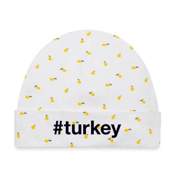 Türkei Turkey Hashtag - Baby Premium Organic Mütze - Weiß/Zitronengelb - Vorne