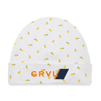 Gravel Logo - Baby Premium Organic Mütze - Weiß/Zitronengelb - Vorne