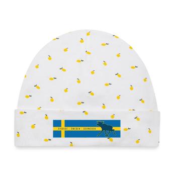 Schweden - Sverige - Sweden - Elch - Baby Premium Organic Mütze - Weiß/Zitronengelb - Vorne