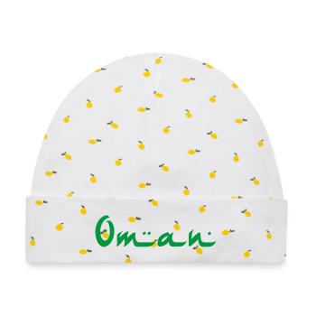 Oman - Baby Premium Organic Mütze - Weiß/Zitronengelb - Vorne