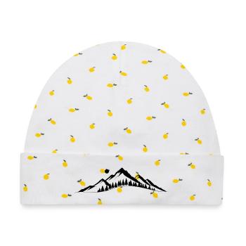 Horizont der Berge - Baby Premium Organic Mütze - Weiß/Zitronengelb - Vorne