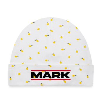 Mark Geschenk  - Baby Premium Organic Mütze - Weiß/Zitronengelb - Vorne
