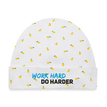Work hard do harder - Baby Premium Organic Mütze - Weiß/Zitronengelb - Vorne
