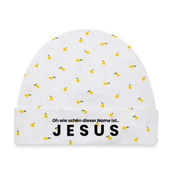 Der Name Jesus - christliche klamotten - Baby Premium Organic Mütze - Weiß/Zitronengelb - Vorne