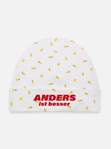 ANDERS IST BESSER - Baby Premium Organic Mütze - Weiß/Zitronengelb