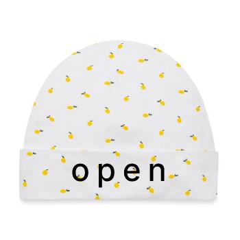 open - Baby Premium Organic Mütze - Weiß/Zitronengelb - Vorne