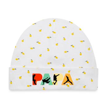 Parkour-Papa lustiger Retro-Freilauf-Papa - Baby Premium Organic Mütze - Weiß/Zitronengelb - Vorne