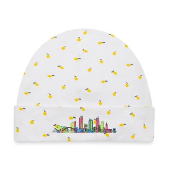 Newcastle City Skyline NSW Moderne Linienkunst - Baby Premium Organic Mütze - Weiß/Zitronengelb - Vorne