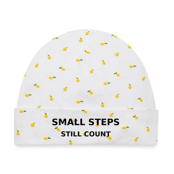 Small Steps - Baby Premium Organic Mütze - Weiß/Zitronengelb - Vorne