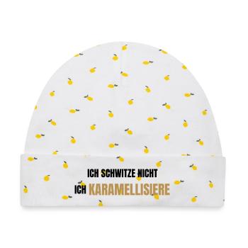Ich schwitze nicht ich karamellisiere - Baby Premium Organic Mütze - Weiß/Zitronengelb - Vorne