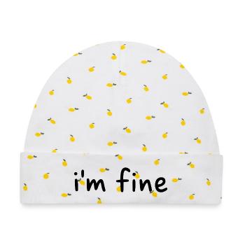 I'm fine - Baby Premium Organic Mütze - Weiß/Zitronengelb - Vorne