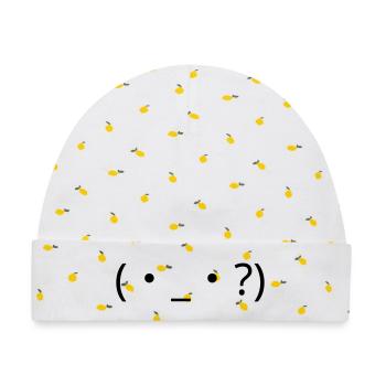Verwirrtes Emote (・_・?) Fragezeichen - Baby Premium Organic Mütze - Weiß/Zitronengelb - Vorne
