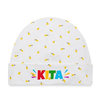 KITA  - Baby Premium Organic Mütze - Weiß/Zitronengelb - Vorne