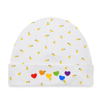 Regenbogenherzen Stolz - Baby Premium Organic Mütze - Weiß/Zitronengelb - Vorne