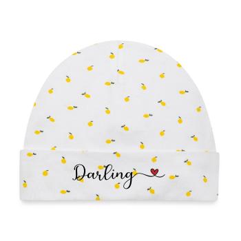 Darling Herz Typographie - Baby Premium Organic Mütze - Weiß/Zitronengelb - Vorne
