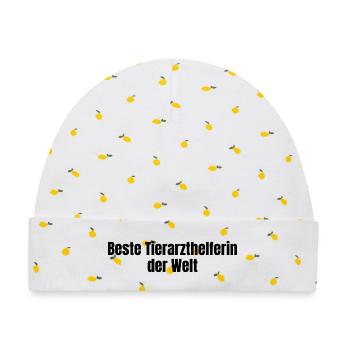 Beste Tierarzthelferin der Welt Tierarzt Geschenk - Baby Premium Organic Mütze - Weiß/Zitronengelb - Vorne