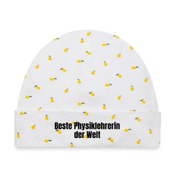 Beste Physiklehrerin der Welt Physik Geschenk - Baby Premium Organic Mütze - Weiß/Zitronengelb - Vorne