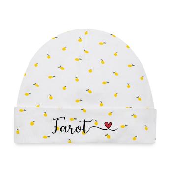 Tarot Schrift mit Herz - Baby Premium Organic Mütze - Weiß/Zitronengelb - Vorne