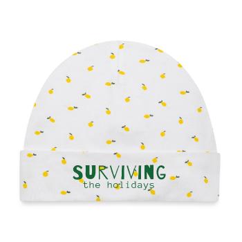 Surviving the Holidays – Weihnachtsstatement - Baby Premium Organic Mütze - Weiß/Zitronengelb - Vorne