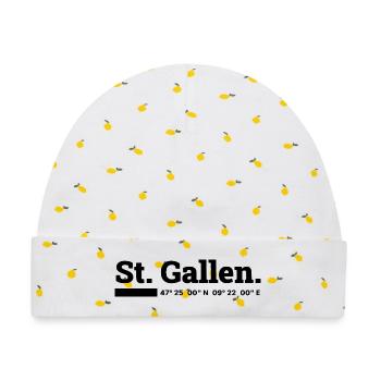 St Gallen Koordinaten - Baby Premium Organic Mütze - Weiß/Zitronengelb - Vorne
