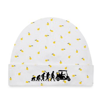 Golf Evolution Golfwagen Für Golfer Golfspieler - Baby Premium Organic Mütze - Weiß/Zitronengelb - Vorne