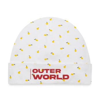 Outer World Retro Typo - Baby Premium Organic Mütze - Weiß/Zitronengelb - Vorne