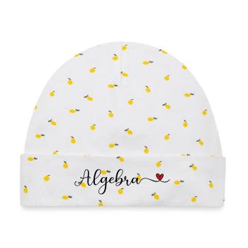 Algebra Schriftzug mit Herz - Baby Premium Organic Mütze - Weiß/Zitronengelb - Vorne