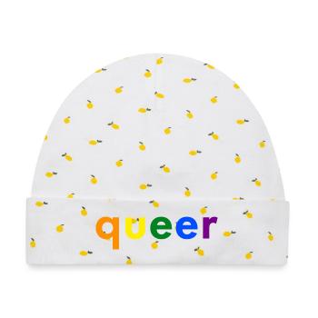 Queer Simple - Baby Premium Organic Mütze - Weiß/Zitronengelb - Vorne