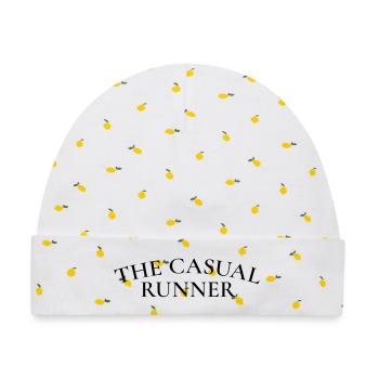 Der Casual Runner – Laufclub-Ästhetik - Baby Premium Organic Mütze - Weiß/Zitronengelb - Vorne