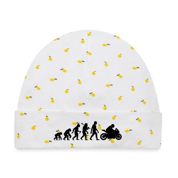 Motorrad Evolution Biker lustiger Motorradfahrer - Baby Premium Organic Mütze - Weiß/Zitronengelb - Vorne