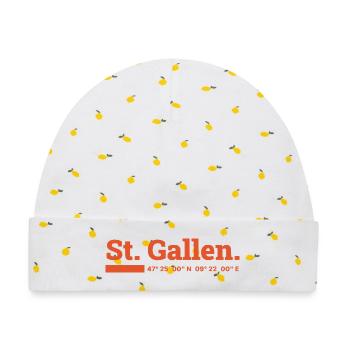 St Gallen Koordinaten - Baby Premium Organic Mütze - Weiß/Zitronengelb - Vorne