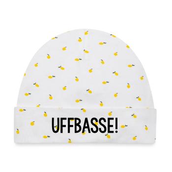UFFBASSE Dialekt badisch - Baby Premium Organic Mütze - Weiß/Zitronengelb - Vorne