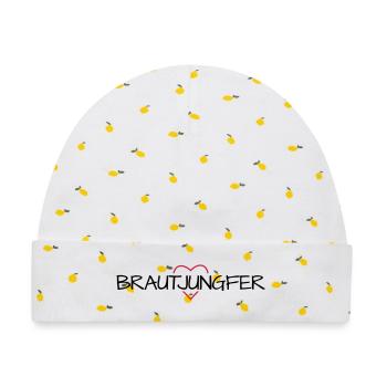 Brautjungfer Herz Junggesellinenabschied - Baby Premium Organic Mütze - Weiß/Zitronengelb - Vorne