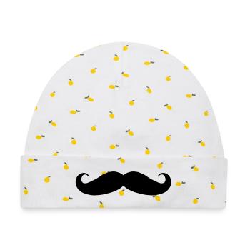 Mustache - Baby Premium Organic Mütze - Weiß/Zitronengelb - Vorne