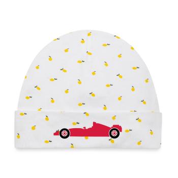 rennwagen rennen auto - Baby Premium Organic Mütze - Weiß/Zitronengelb - Vorne
