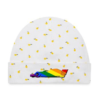 Racing Car LGBT lgbtqia pride - Baby Premium Organic Mütze - Weiß/Zitronengelb - Vorne