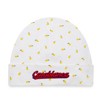 Neon Retro Script in Casablanca Vibe - Baby Premium Organic Mütze - Weiß/Zitronengelb - Vorne