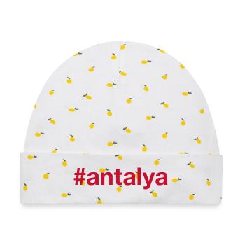 ANTALYA Hashtag Turkey Türkei - Baby Premium Organic Mütze - Weiß/Zitronengelb - Vorne