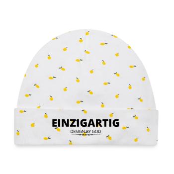 Einzigartig - Baby Premium Organic Mütze - Weiß/Zitronengelb - Vorne