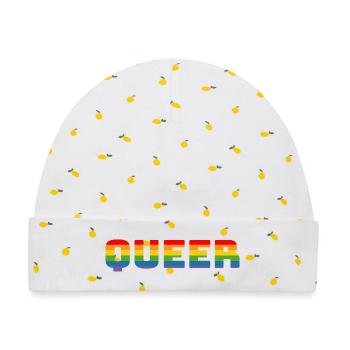 Regenbogen queer LGBT CSD Shirt lgbtqi queer - Baby Premium Organic Mütze - Weiß/Zitronengelb - Vorne