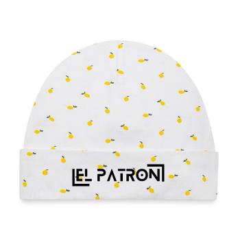 El Patron – Der Chef Look - Baby Premium Organic Mütze - Weiß/Zitronengelb - Vorne