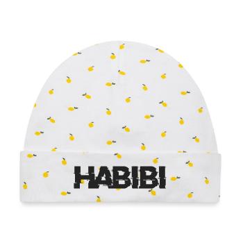 Habibi Schriftzug - Baby Premium Organic Mütze - Weiß/Zitronengelb - Vorne