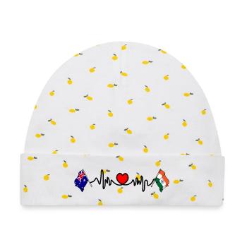 Flaggen Australien Cardio-Herz mit Flagge Indien - Baby Premium Organic Mütze - Weiß/Zitronengelb - Vorne